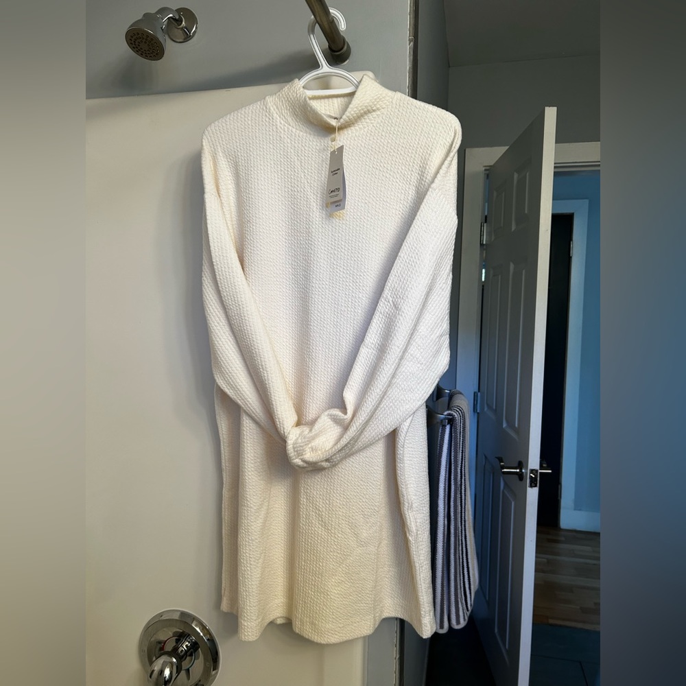 Mango cream mock neck sweater dress